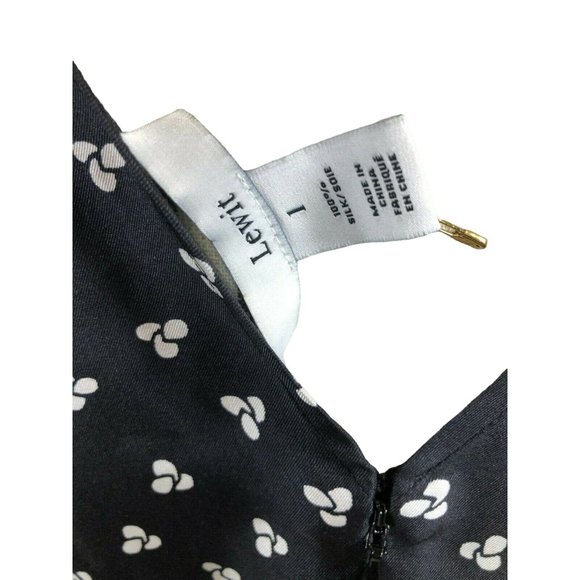 LEWIT Sharkbite Hem Silk Tank Top Blouse Black White Size 1 NEW - Picture 3 of 4